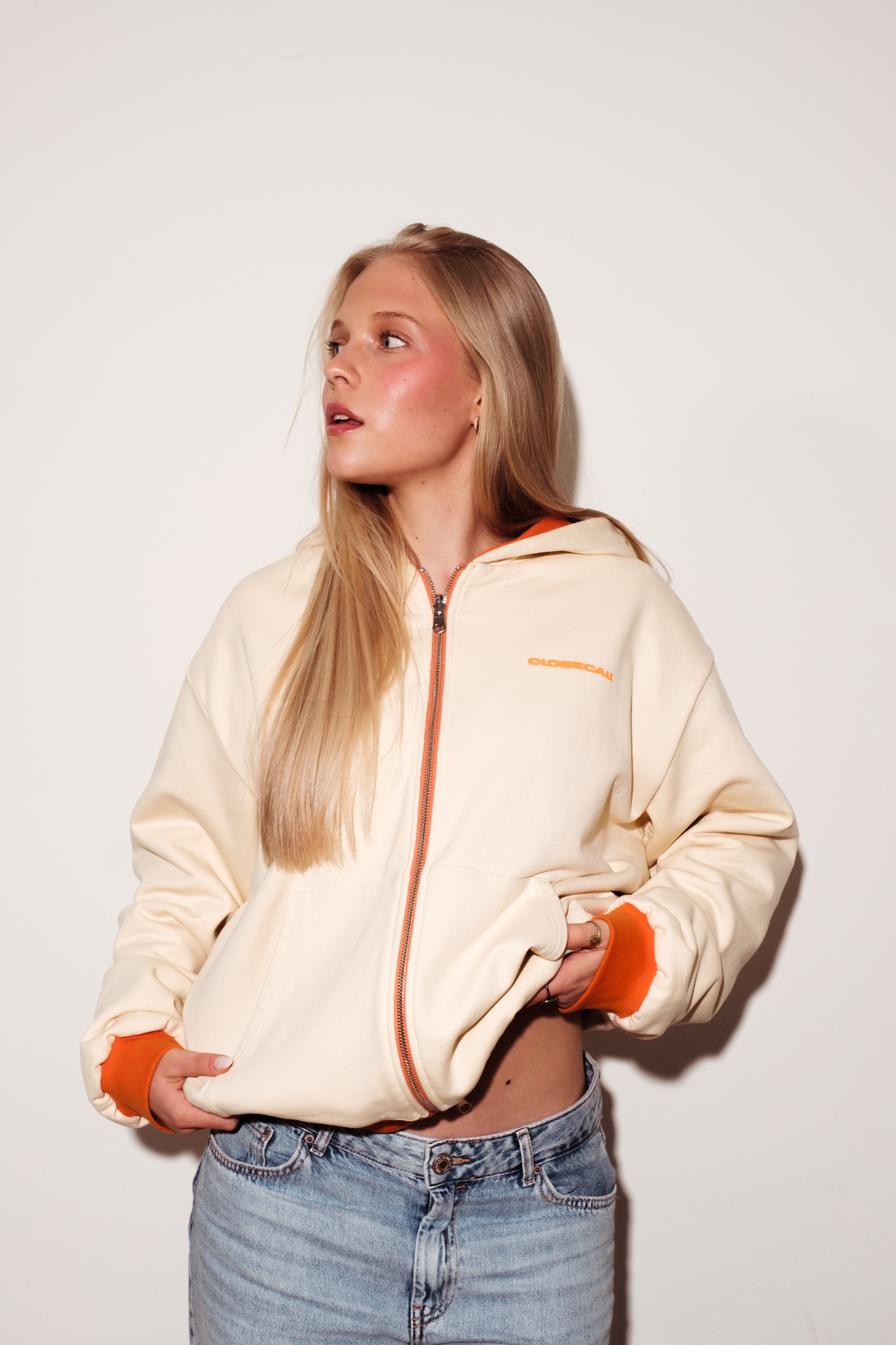 Revisble orange zip up