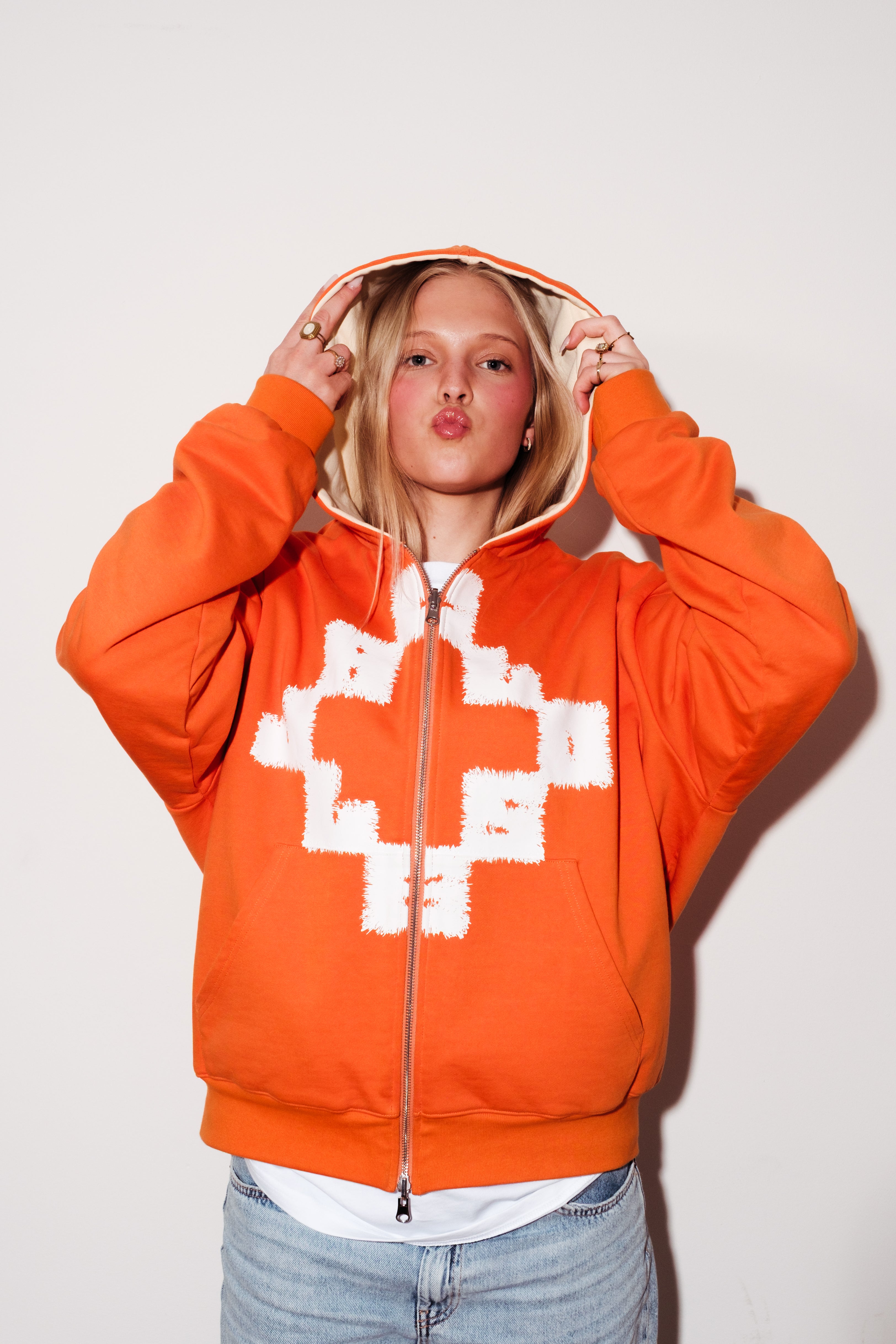 Revisble orange zip up