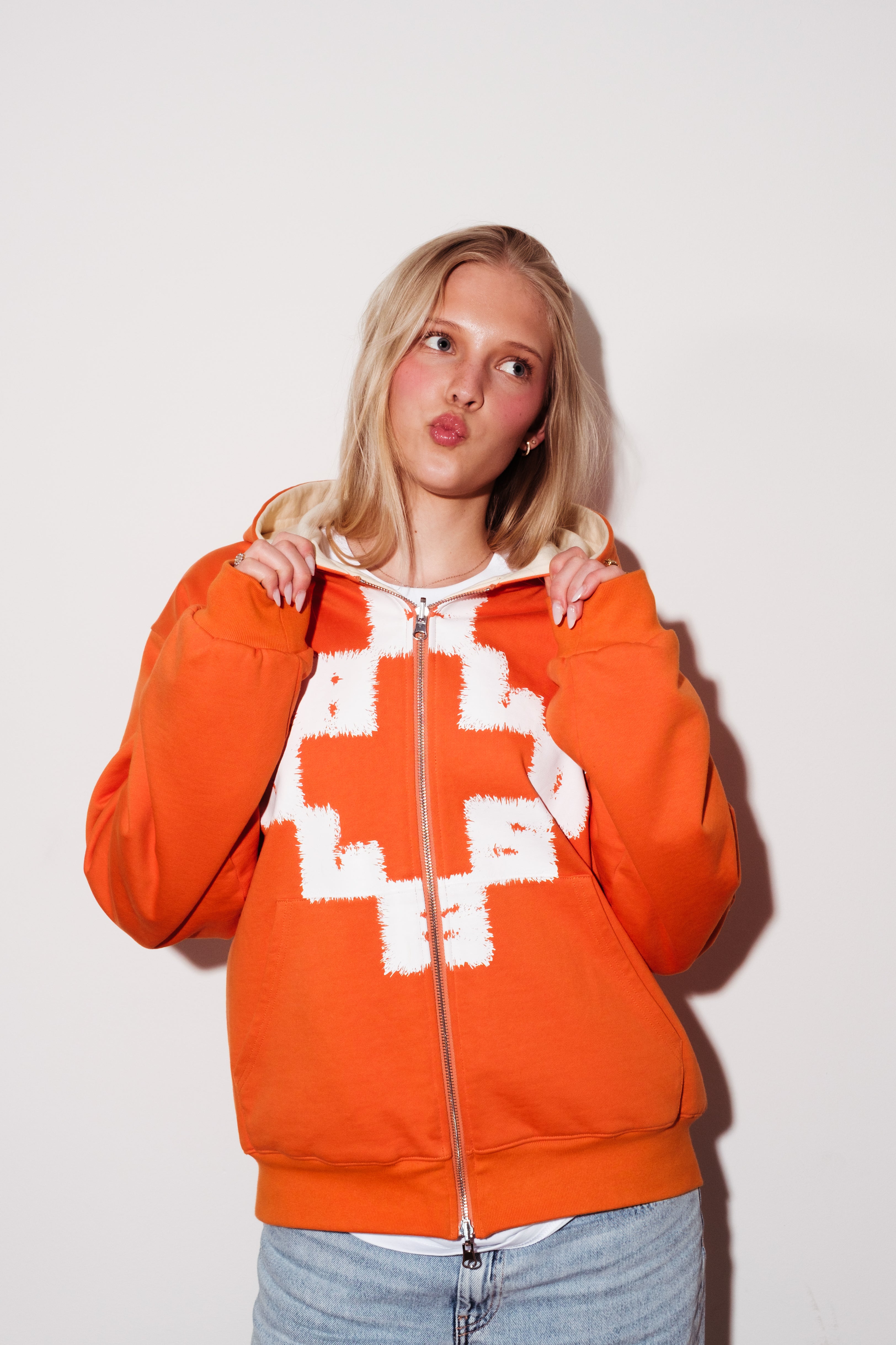 Revisble orange zip up